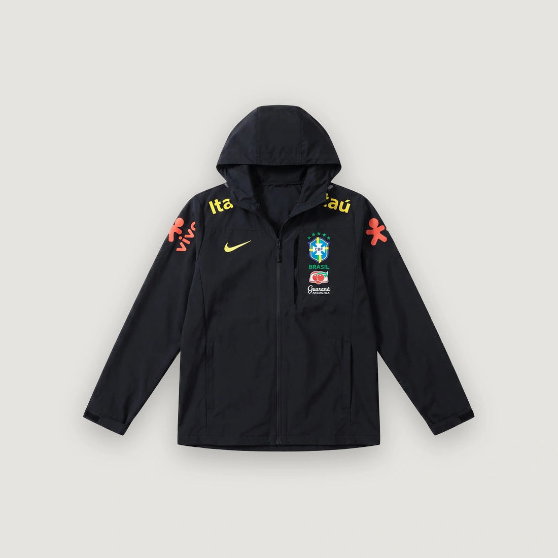 Brésil – Veste Coupe-Vent à Capuche – Noir & Jaune