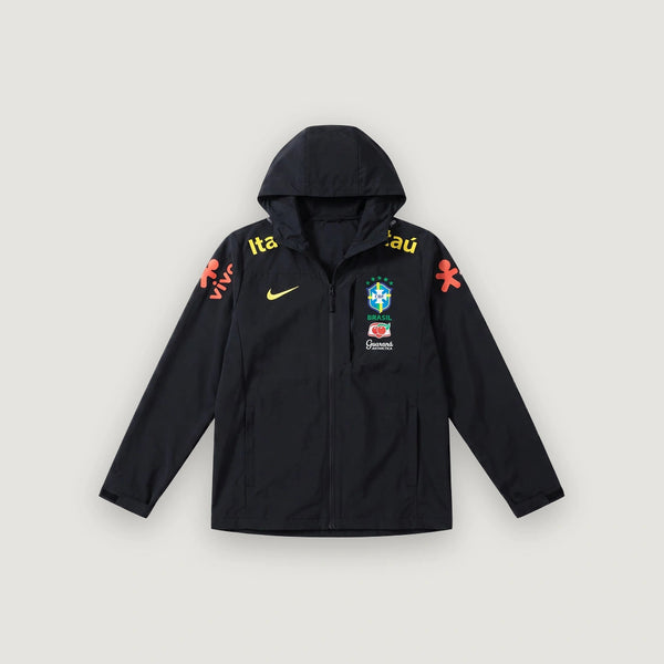 Brésil – Veste Coupe-Vent à Capuche – Noir & Jaune