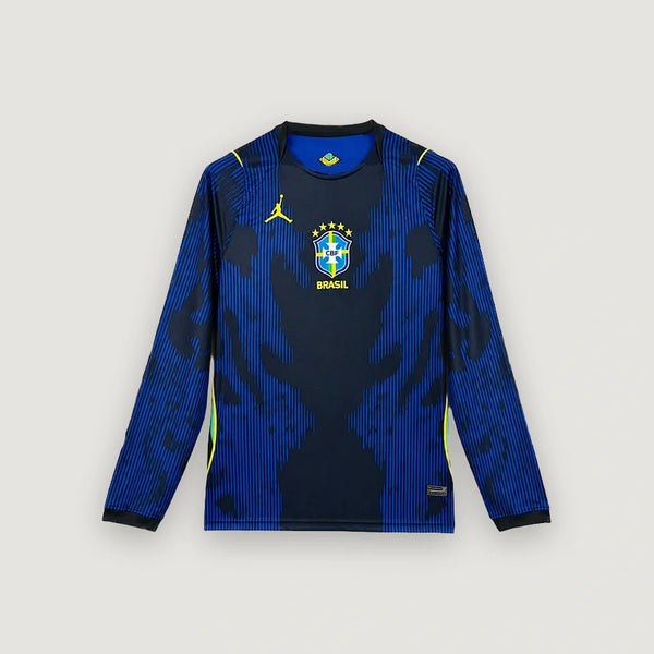 Brésil – Maillot Extérieur Manches Longues Coupe du Monde 2026 – Noir, Bleu, Jaune