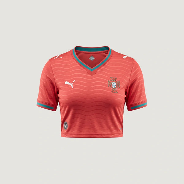 Portugal – Crop Top Domicile Coupe du Monde 2026 – Rouge, Sarcelle