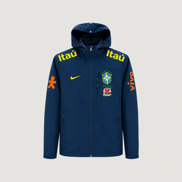 Brésil – Veste Coupe-Vent à Capuche – Bleu Marine